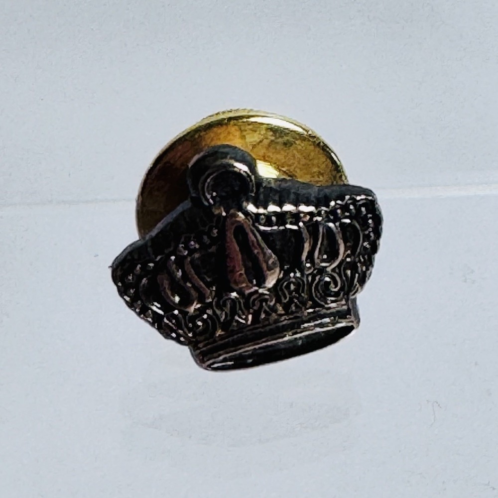 Vintage Crown Tie Tack Lapel‎ Pin Gold Tone Jewelry